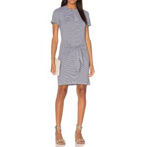 Theory Dakui T shirt Dress in stripes, gray/white with wrap ties,  size P